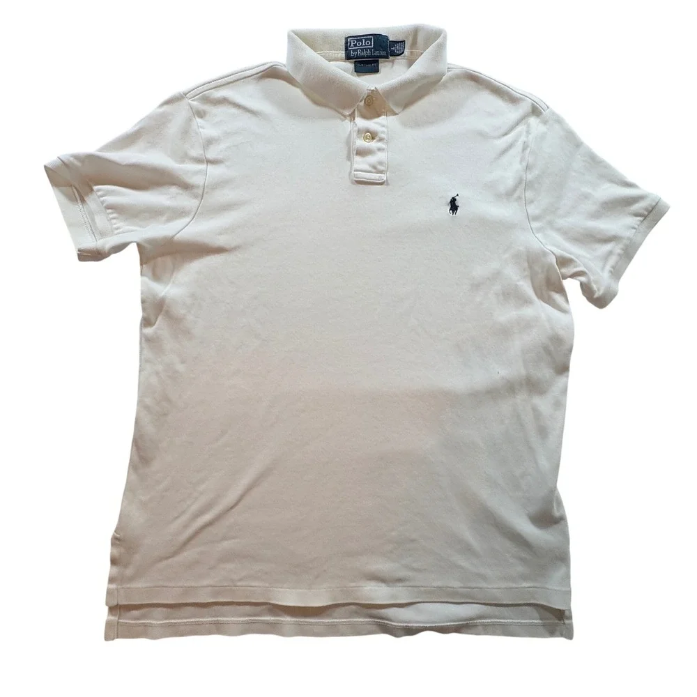 Polo Ralph Lauren Polo Shirt Mens Large Custom Fit White Cotton Short Sleeve - Picture 2 of 8